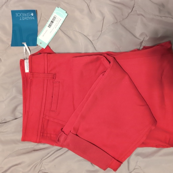 Red straight leg cuffed pants NWT - Picture 1 of 4